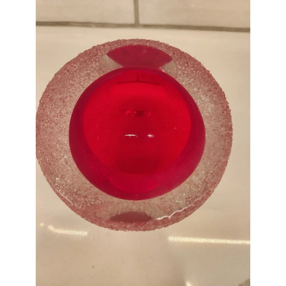 Ruby Red Fifth Avenue Geode Crystal Frosted Votive Glass‎ Candle Holder